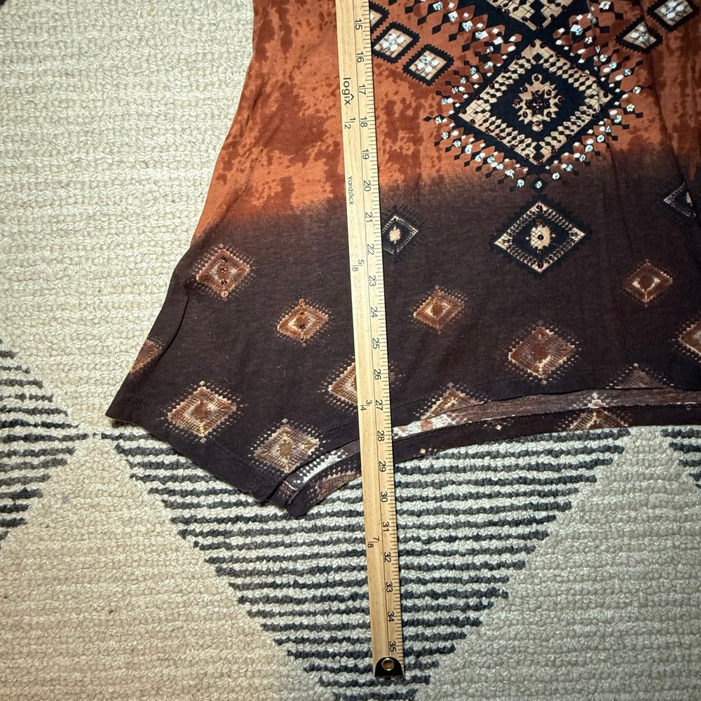 Collections‎ Etc Boho Aztec Rust Tunic Cotton Festival Earthy India Top Women M - Picture 8 of 8